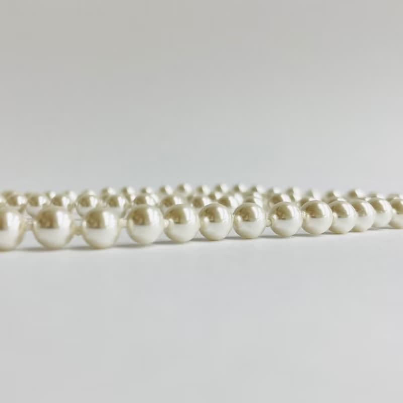 ガラスパールオールノットオペラネックレス/6mm約76cm/ホワイトクリーム/R/made in japan