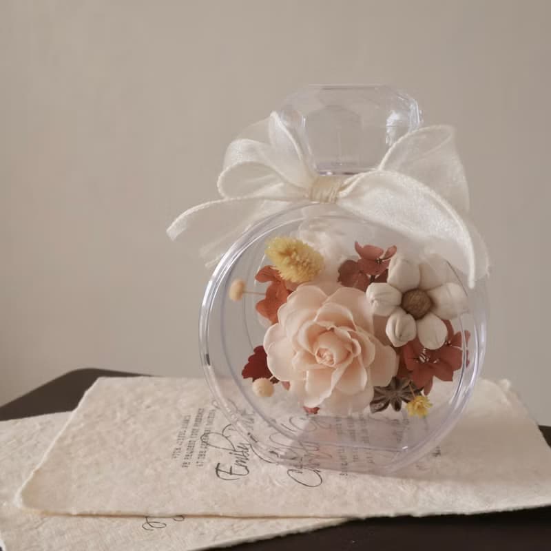 秋色永生玫瑰香水瓶擺設 情人節禮物 開幕盆花 居家擺設 送禮