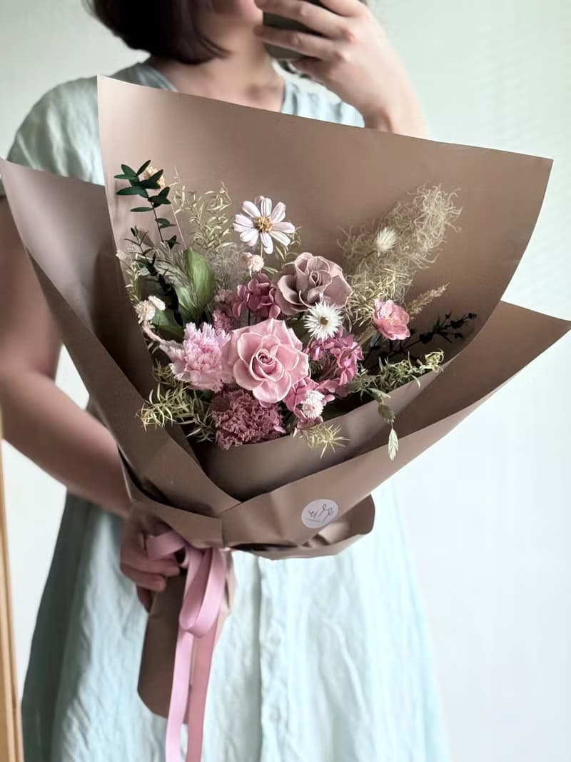 艸心—花園系列—咖啡粉 永生花束