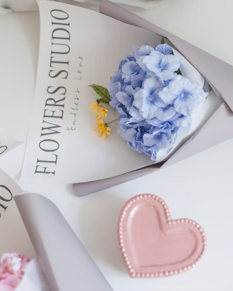 Paper Single BLUE HYDRANGEA  mini Bouquet | Aroma Handmade Gift