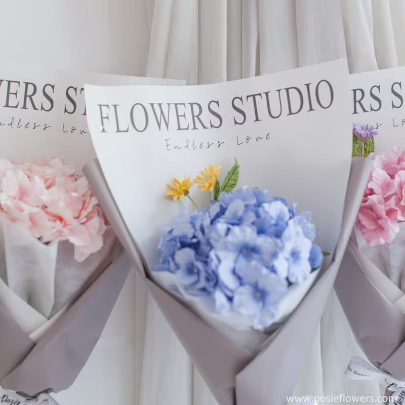 Paper Single BLUE HYDRANGEA  mini Bouquet | Aroma Handmade Gift