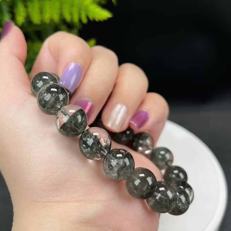精品巴西天然綠色幻影幽靈水晶手串冰透幹凈男女招財貴人12.5mm