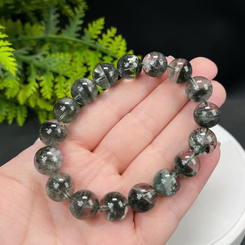 精品巴西天然綠色幻影幽靈水晶手串冰透幹凈男女招財貴人12.5mm