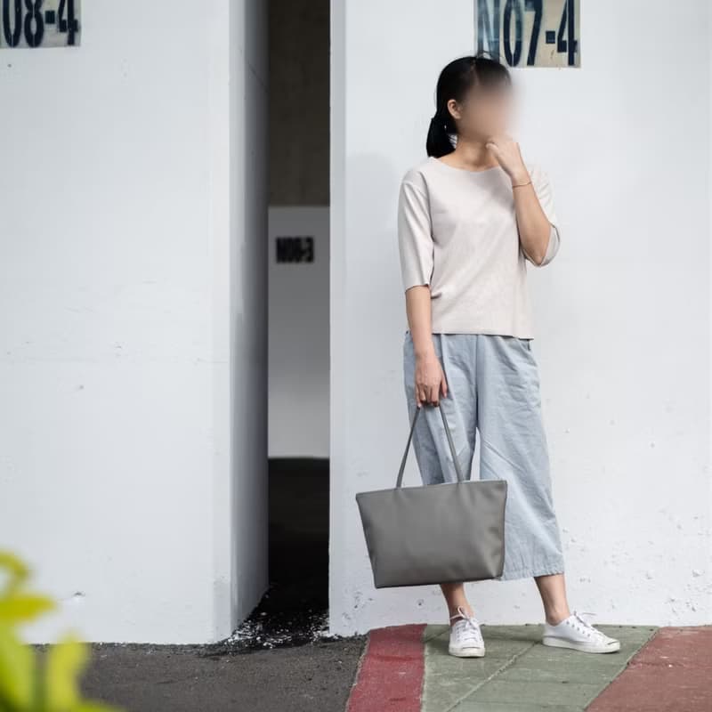 素色皮革肩背大托特包 深灰