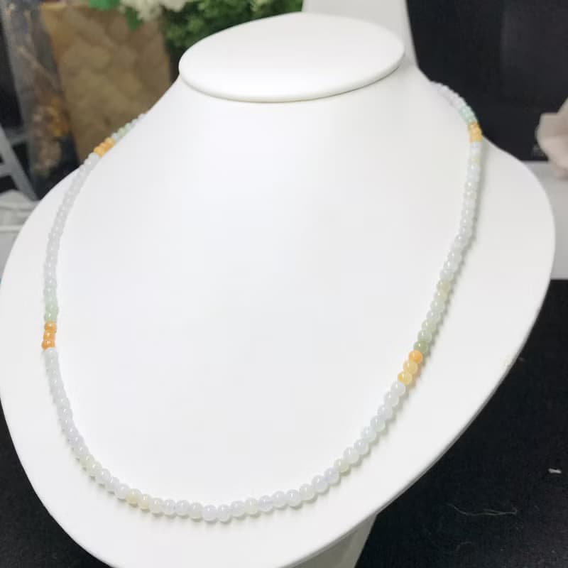 冰三彩翡翠珠鍊| 天然緬甸玉A貨翡翠 | 送禮