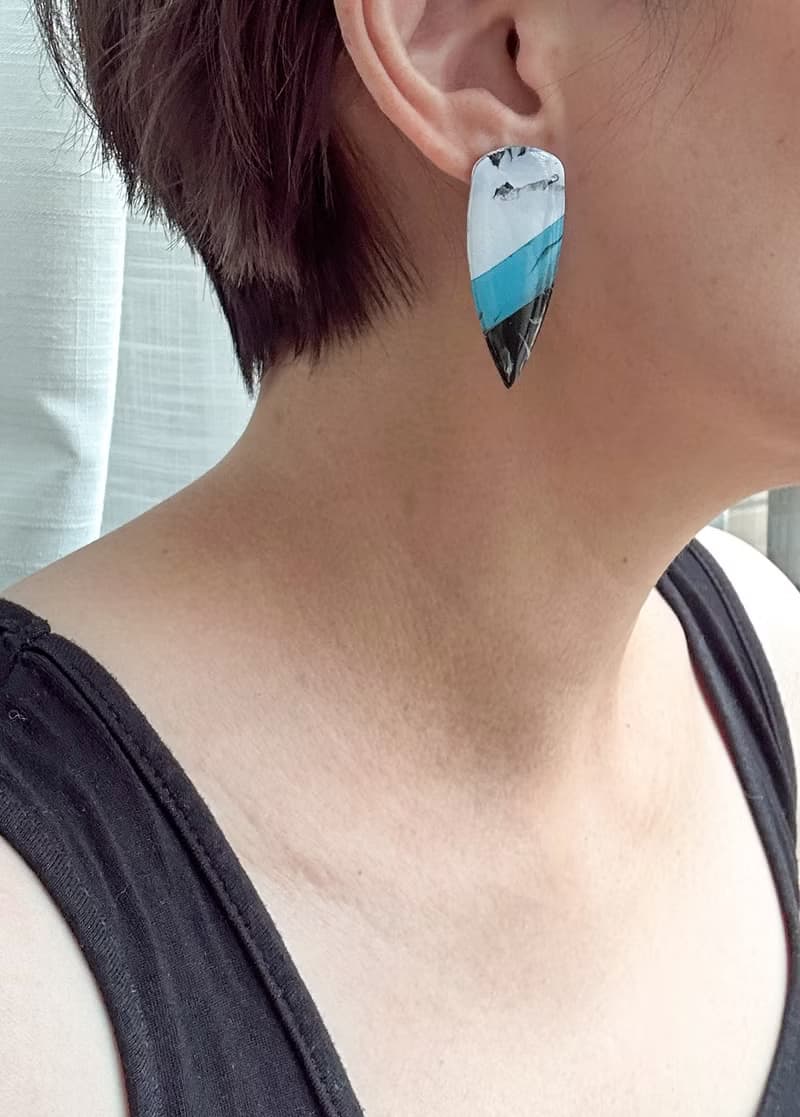 • 手工軟陶耳環 • 混石型耳針 (可改耳夾)