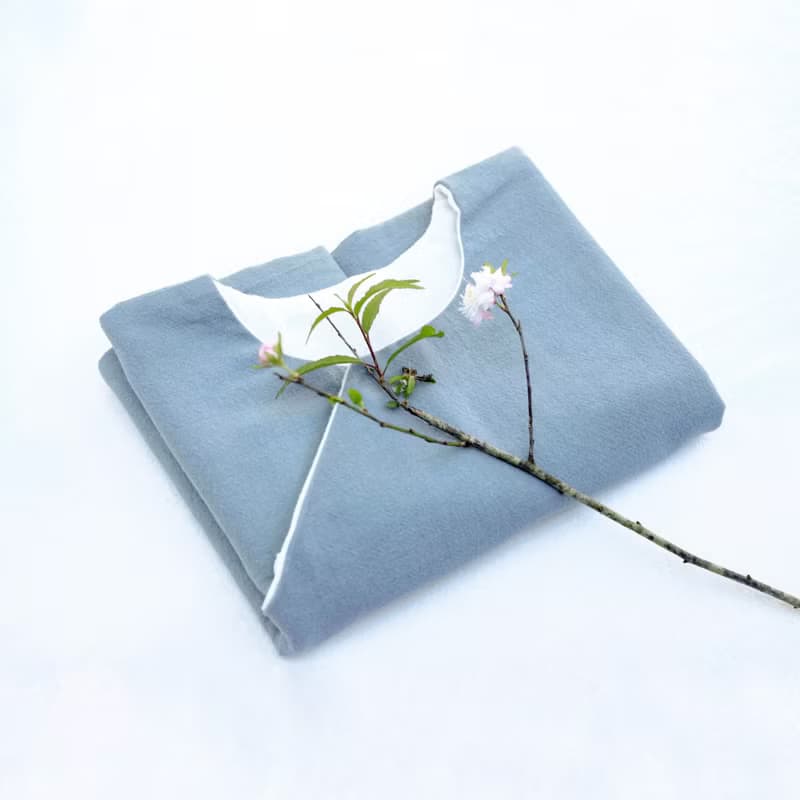 純然 雙層棉麻斜襟外套