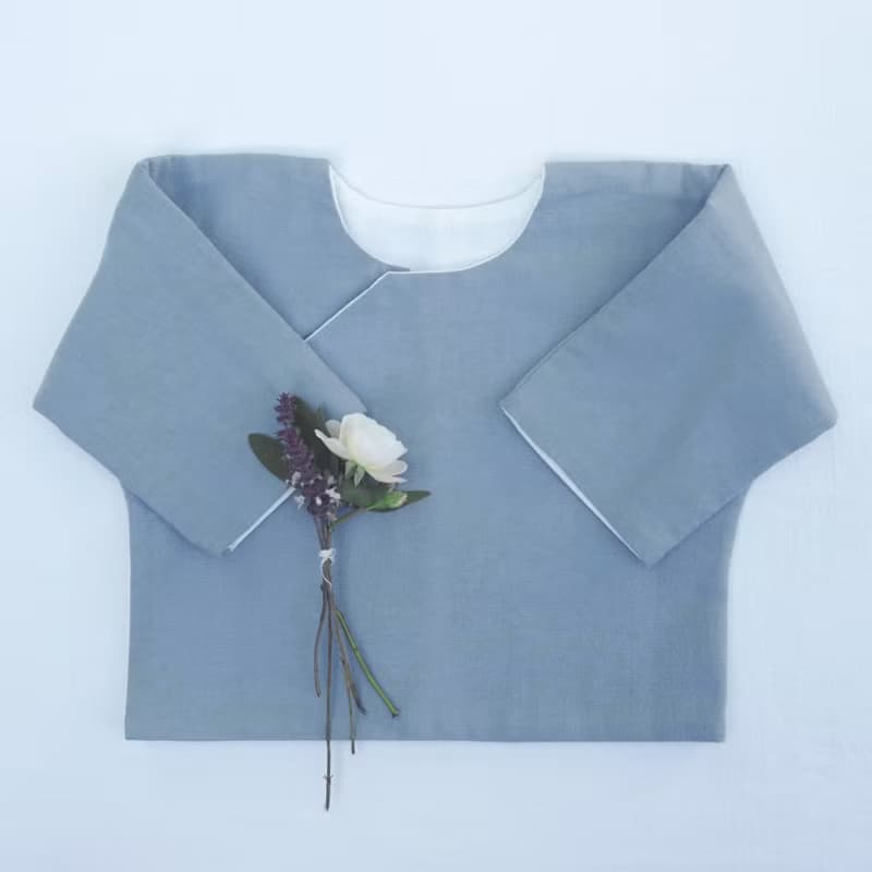 純然 雙層棉麻斜襟外套