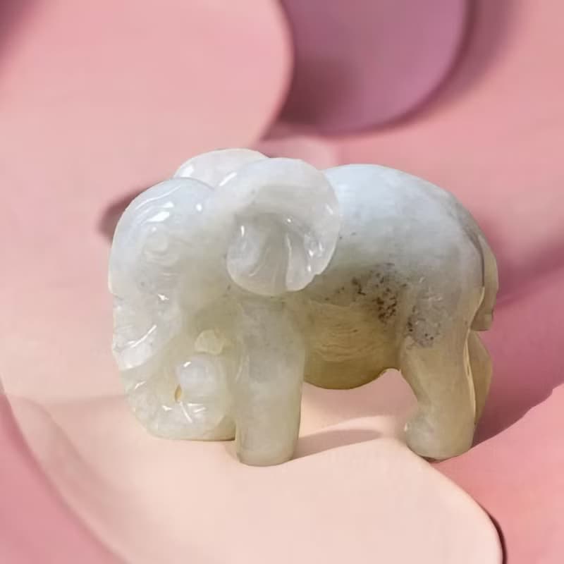 【吉象如意】飄花翡翠大象擺飾 | 天然緬甸玉A貨翡翠 | 送禮