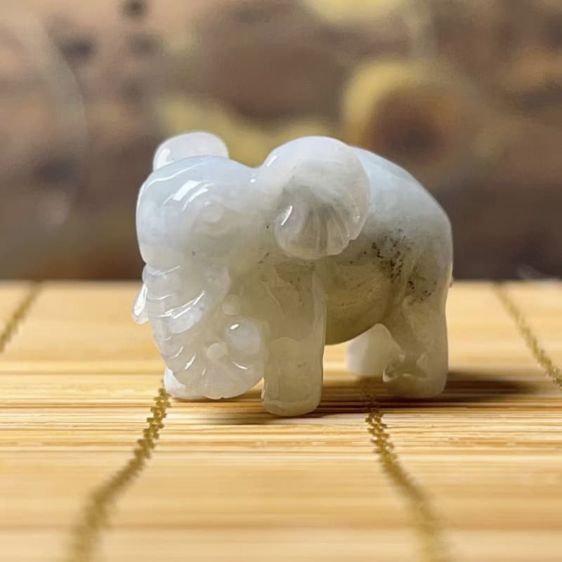 【吉象如意】飄花翡翠大象擺飾 | 天然緬甸玉A貨翡翠 | 送禮