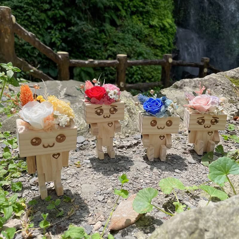 紙想陪妳 永生玫瑰紙箱人造型盆花 桌花