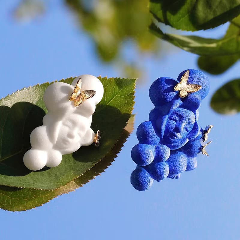 【云褓】治癒系雪山白克萊茵蘭蝴蝶情侶陶瓷胸針