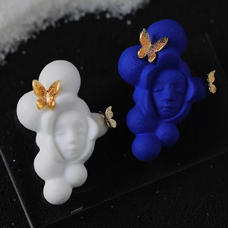 【云褓】治癒系雪山白克萊茵蘭蝴蝶情侶陶瓷胸針