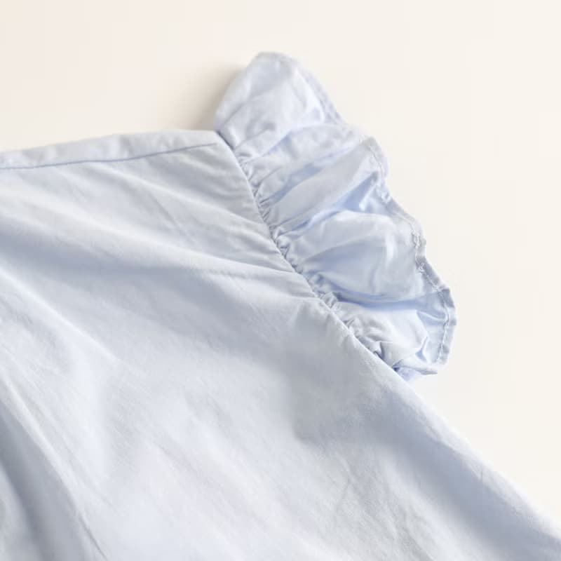 BIR 荷葉袖簡約襯衫 藍/白