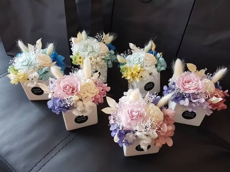 海藏設計│輕甜。白日夢系列。粉紫。不凋花盆花。婚禮小物