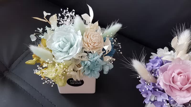 海藏設計│輕甜。白日夢系列。粉紫。不凋花盆花。婚禮小物