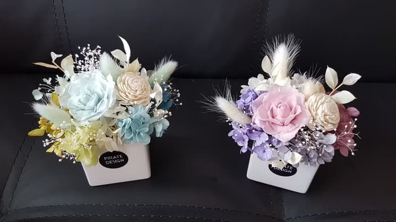 海藏設計│輕甜。白日夢系列。粉紫。不凋花盆花。婚禮小物