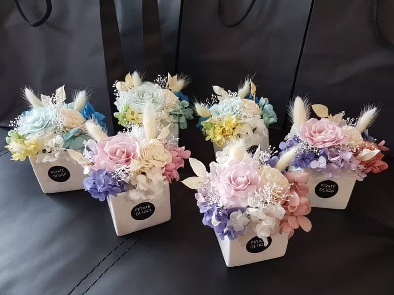 海藏設計│輕甜。白日夢系列。粉紫。不凋花盆花。婚禮小物