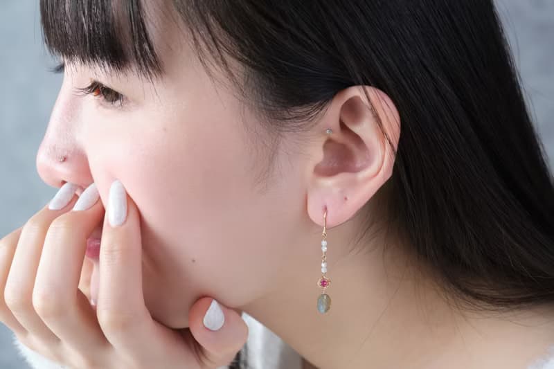 紅寶石 拉長石 白鋯石長耳環│14KGF 天然石耳環 可改耳夾