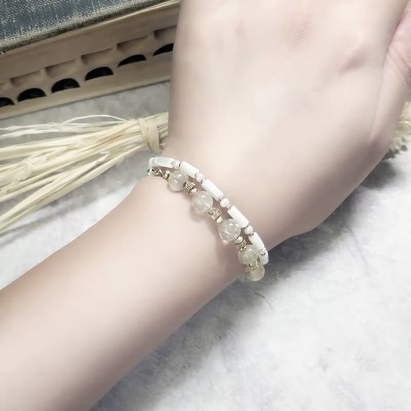 VIIART。黃金城。金髮晶黃銅雙鏈手環。水晶手鍊