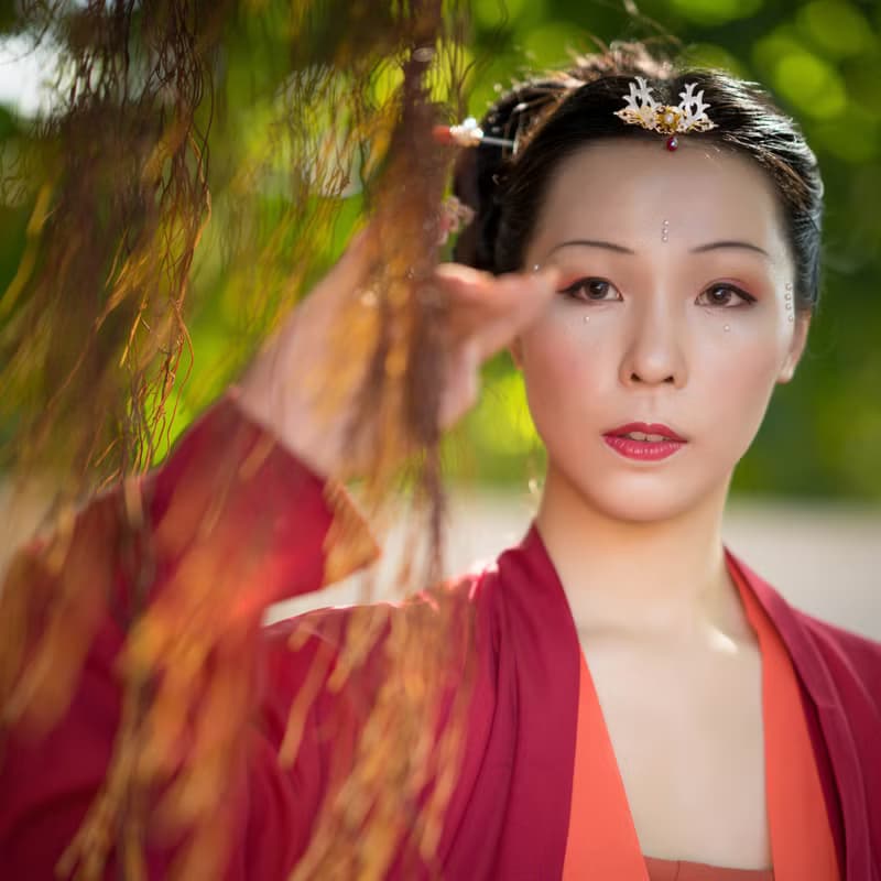 夢鹿小髮釵-紅白色