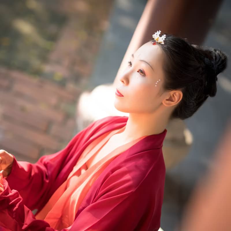 夢鹿小髮釵-紅白色