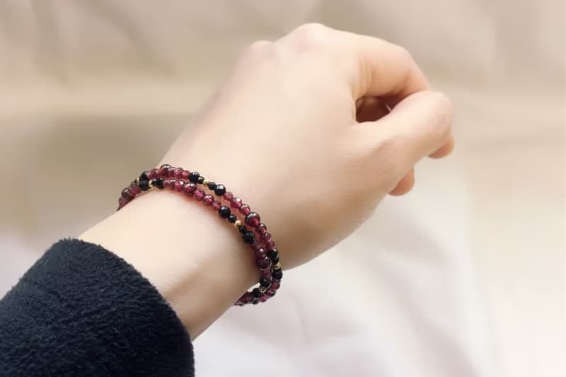 //石榴石黑尖晶手鍊// 14KGF注金 雙圈手鍊 頸鍊 兩種戴法