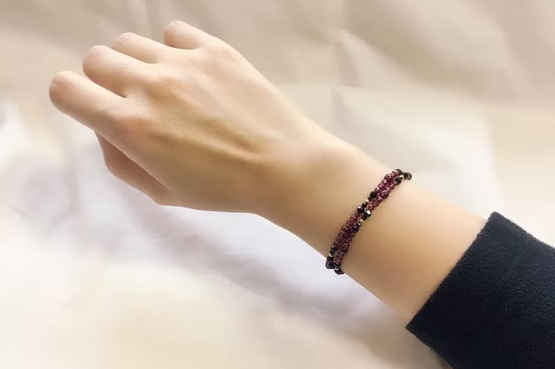 //石榴石黑尖晶手鍊// 14KGF注金 雙圈手鍊 頸鍊 兩種戴法