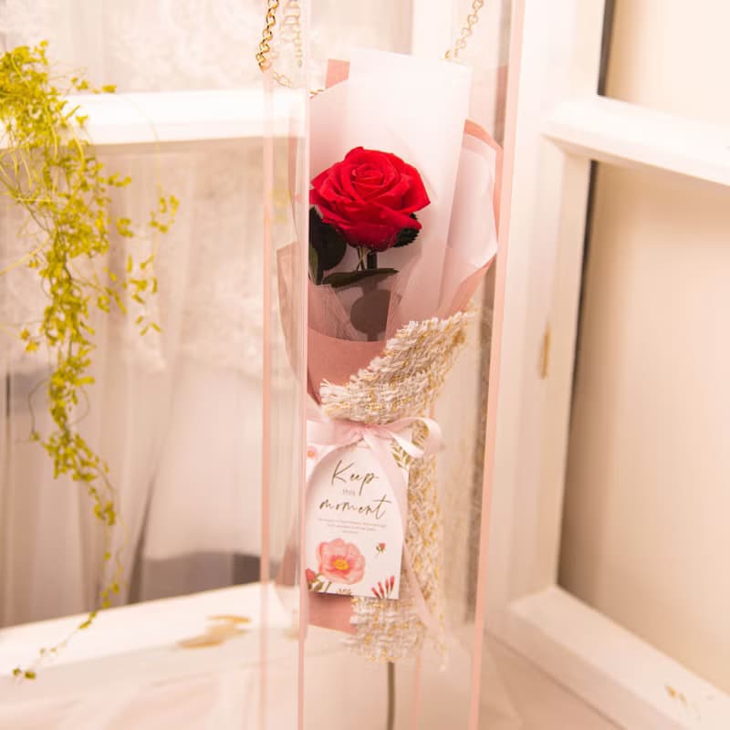 【芭比】永生花花束 單朵玫瑰 香奈兒風  /  情人節 生日告白