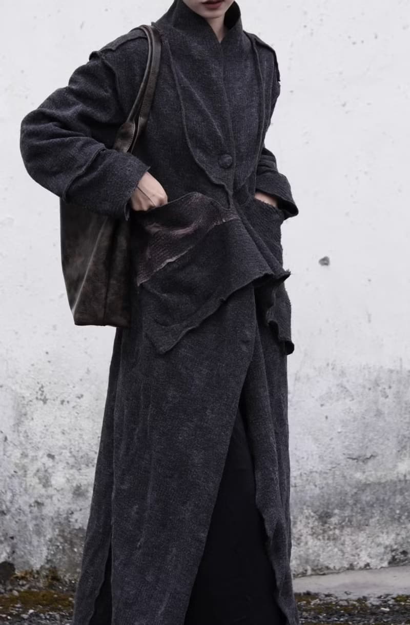 流浪詩人 復古寬鬆長款大衣外套
