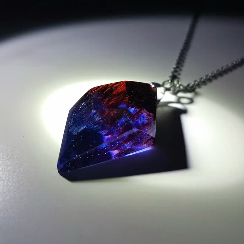 紅酸枝木夜光迷幻星河不規則切面項鍊