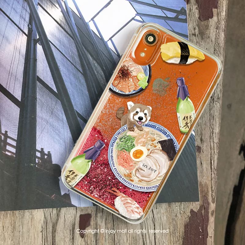 iPhone  13/13pro/12/11/SE3 小熊貓吃拉麵 防摔 空壓殼流沙殼