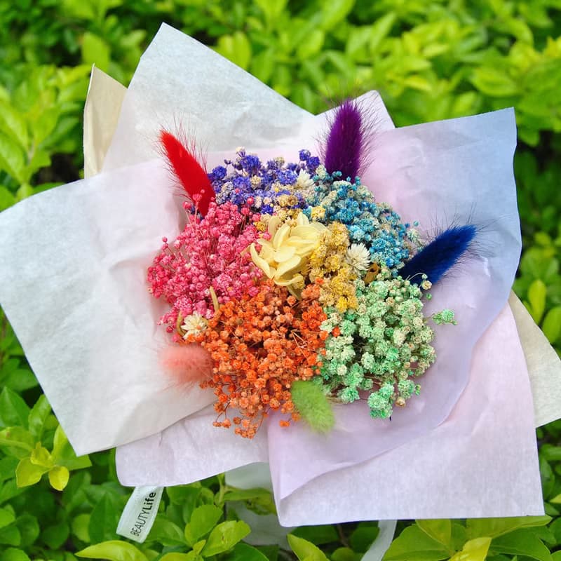 甜筒乾燥花束-六色彩虹 LGBT 附卡片 生日禮物