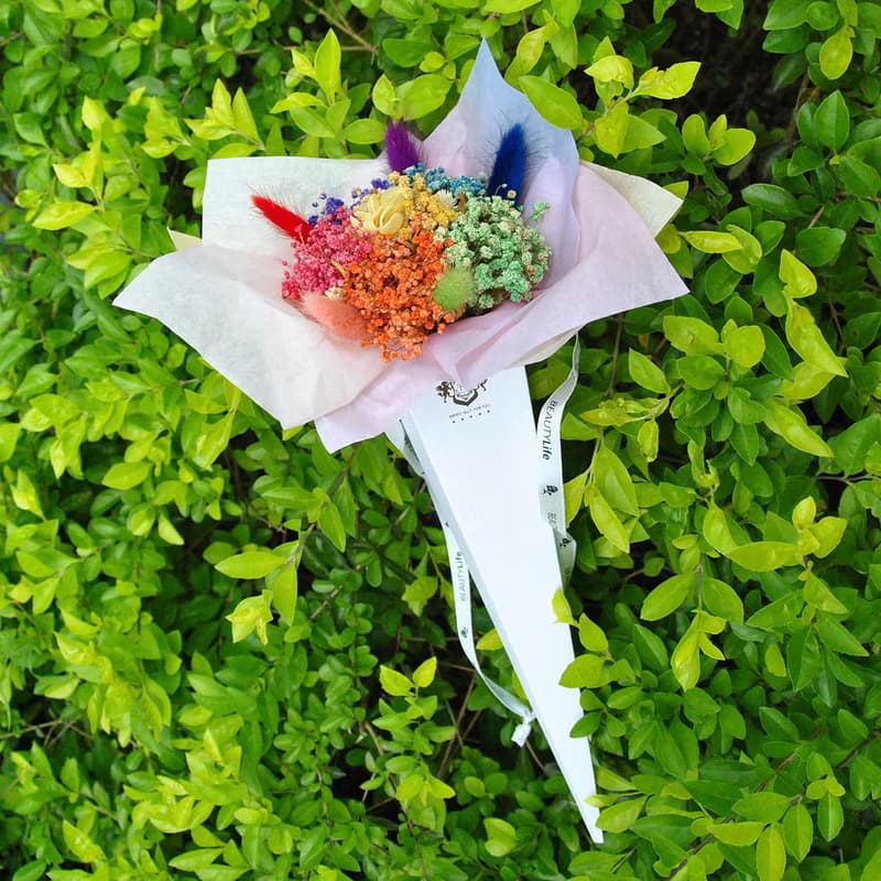 甜筒乾燥花束-六色彩虹 LGBT 附卡片 生日禮物
