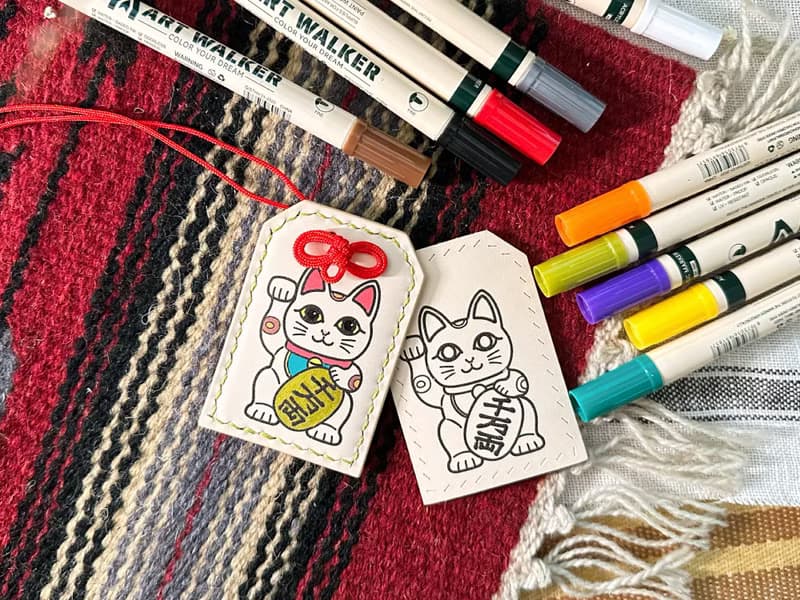 招財貓填色御守 皮革DIY材料包 好好縫 掛飾 刻名 禮物 祝福