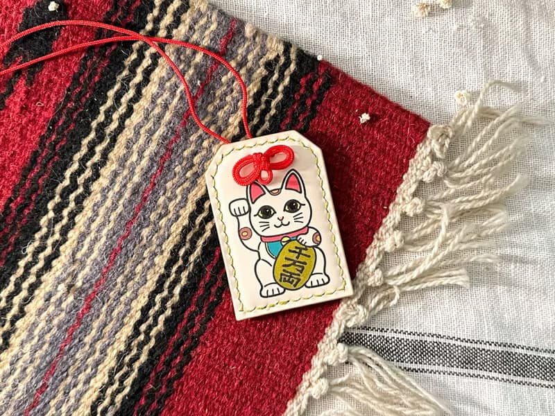 招財貓填色御守 皮革DIY材料包 好好縫 掛飾 刻名 禮物 祝福