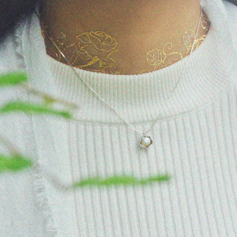 園子－杏花珍珠鎖骨銀鍊_鍍雙色K金/純銀