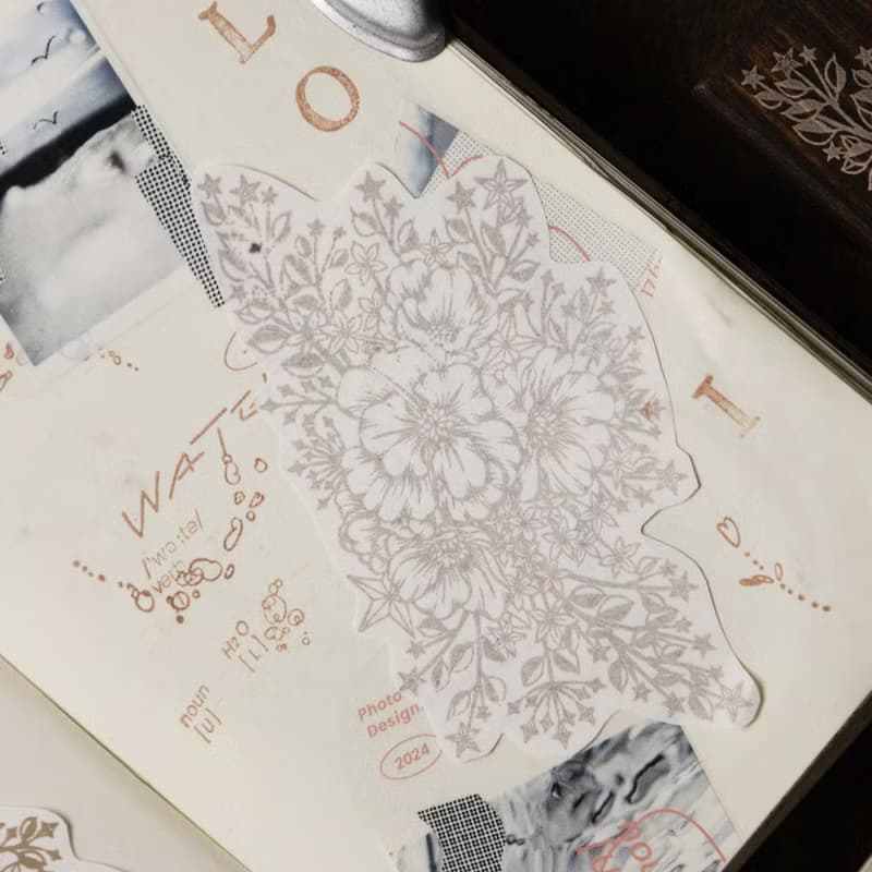 星辰染木印章 - 銀蓮花束