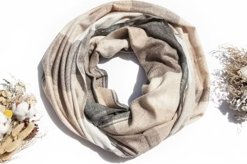 喀什米爾Cashmere 針織圍巾 純羊毛圍巾 手織圍巾 編織圍巾-沙漠