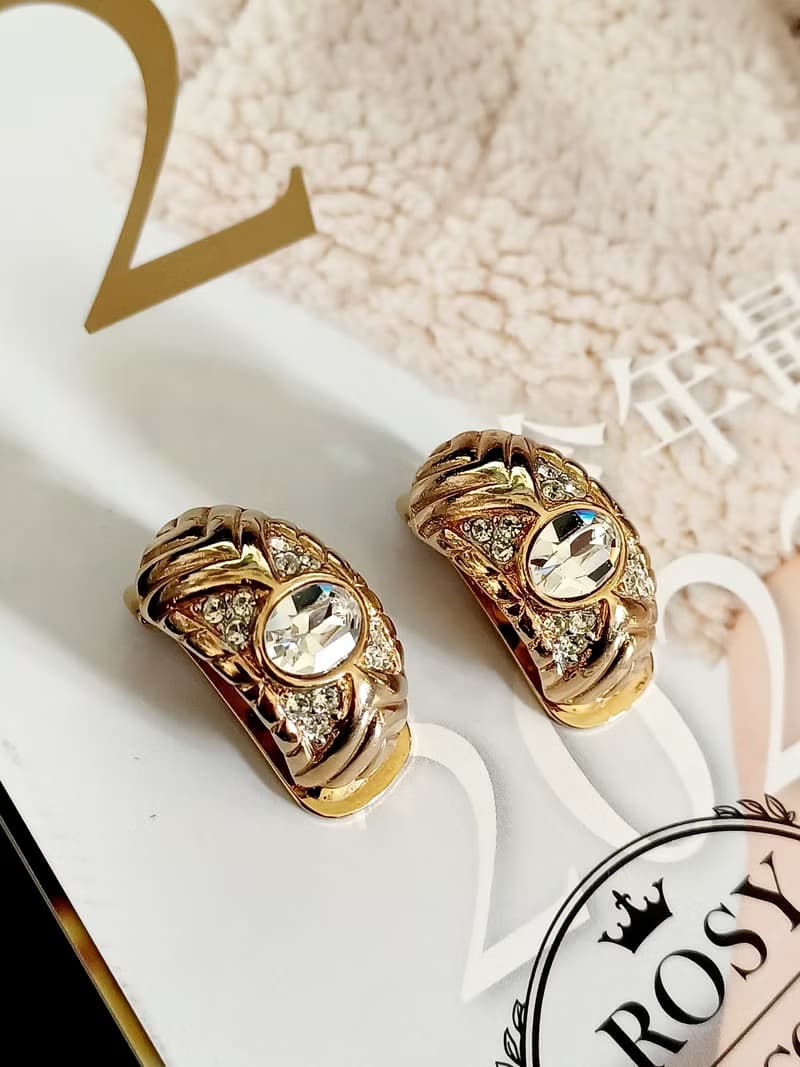 vintage jewelry   Vendome 古董閃耀萊茵 夾式耳環