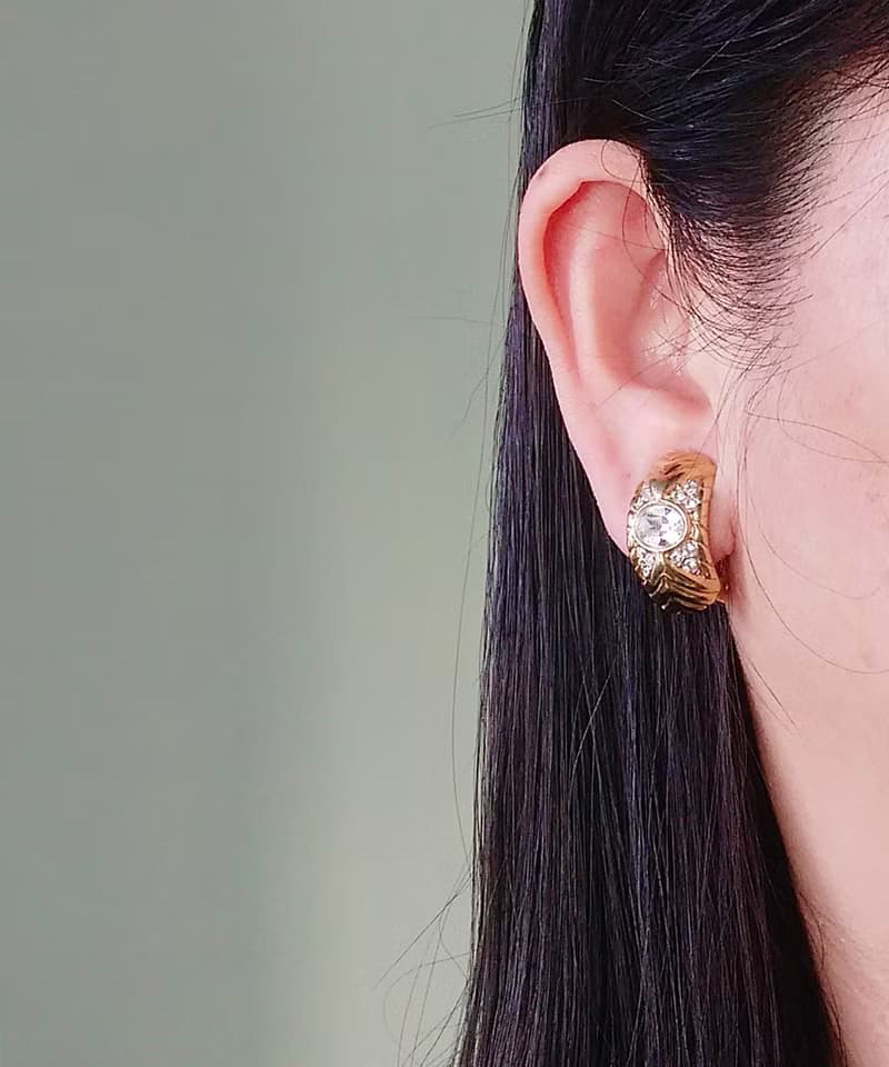 vintage jewelry   Vendome 古董閃耀萊茵 夾式耳環