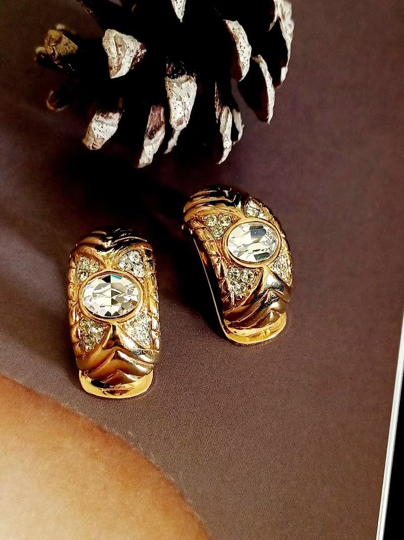 vintage jewelry   Vendome 古董閃耀萊茵 夾式耳環