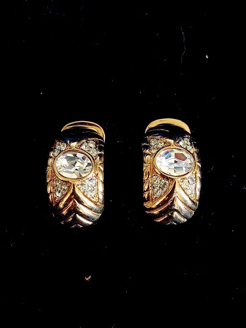 vintage jewelry   Vendome 古董閃耀萊茵 夾式耳環