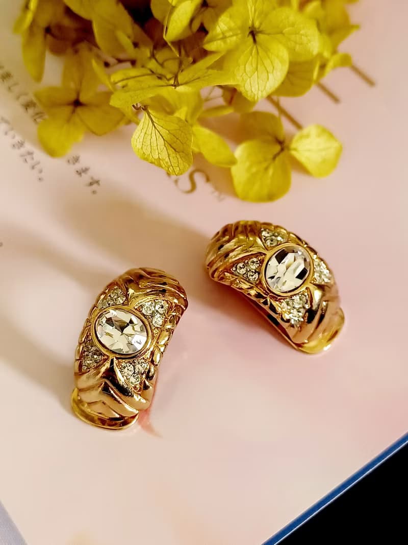 vintage jewelry   Vendome 古董閃耀萊茵 夾式耳環