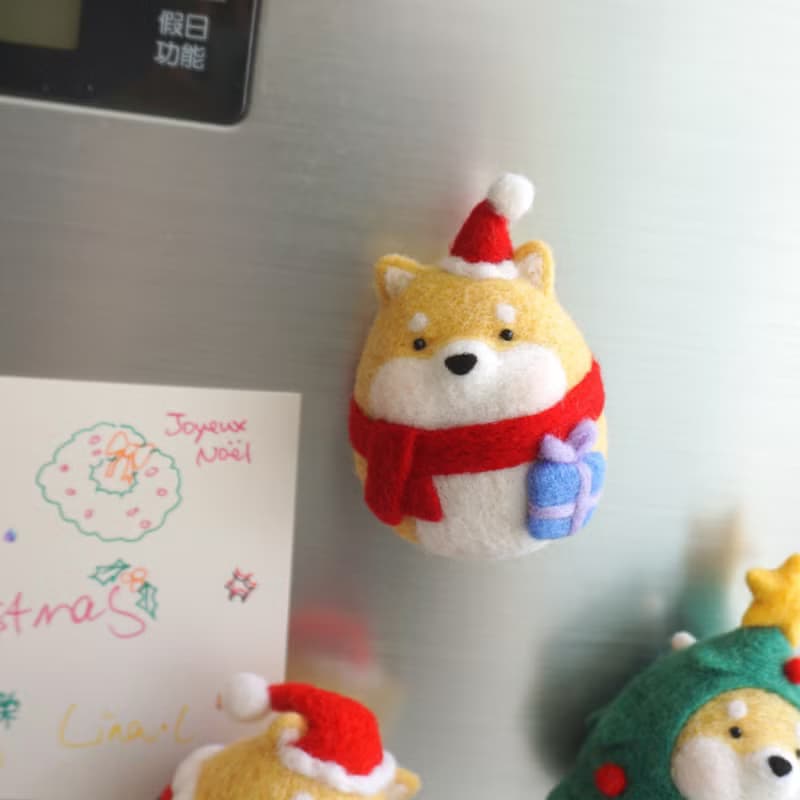 聖誕禮物 聖誕樹挂飾 羊毛氈柴柴鑰匙鏈 冰箱貼 狗狗聖誕節