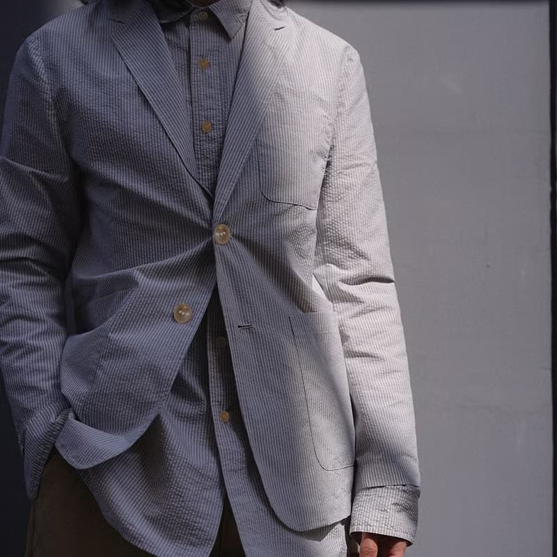 StripeSeersucker ClubJacket 日本製面料條紋泡泡紗西裝夾克外套