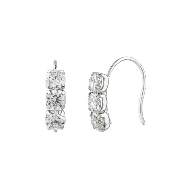 10K 三石線耳環 (白金)