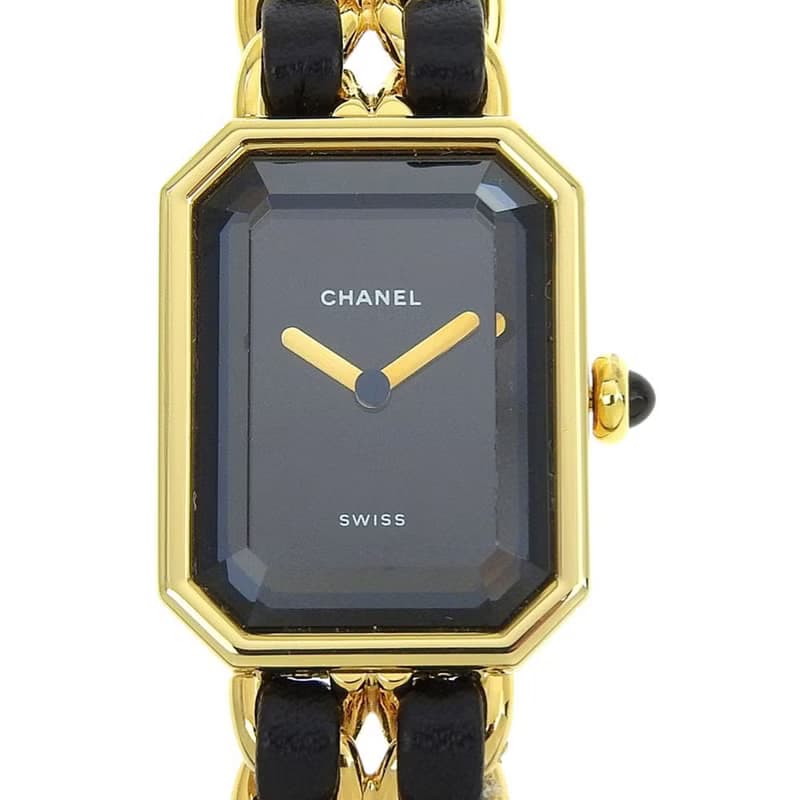 【日本直送】シャネル CHANEL プルミエールS 腕時計 H0001 金メッキ×レザー クオーツ アナログ表示 黒文字盤 レディース【中古】