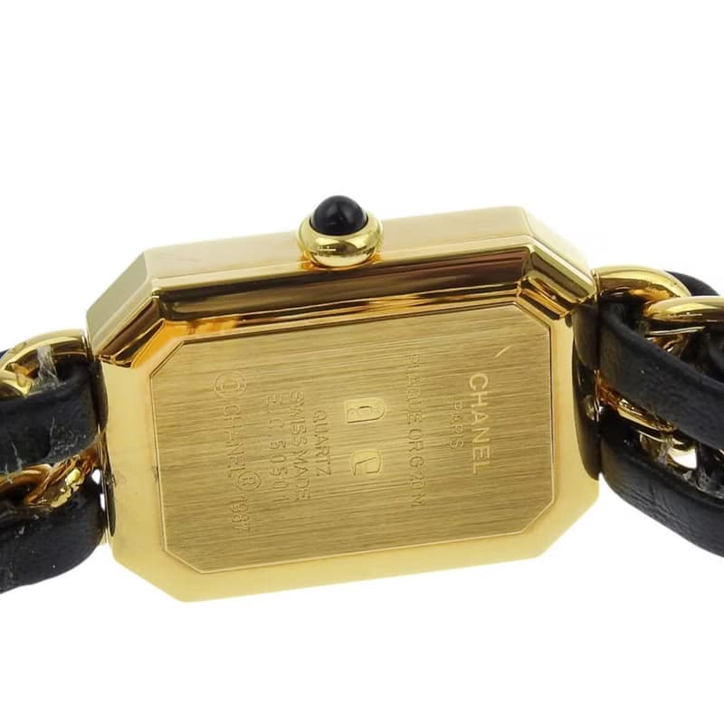 【日本直送】シャネル CHANEL プルミエールS 腕時計 H0001 金メッキ×レザー クオーツ アナログ表示 黒文字盤 レディース【中古】
