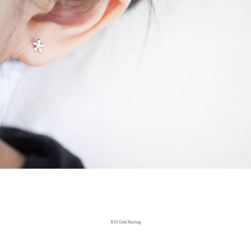 轉珠 10K 天然鑽石 小花鑽石耳環 鎖珠耳環